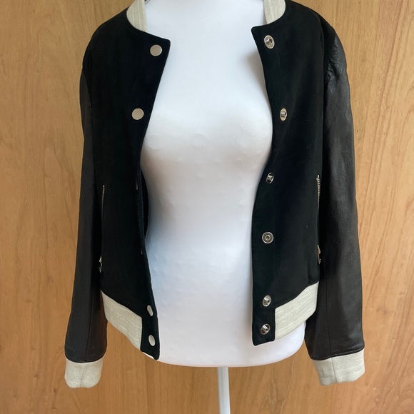 Doma Black suede and leather Bomber Jacket - Picture 2 of 8